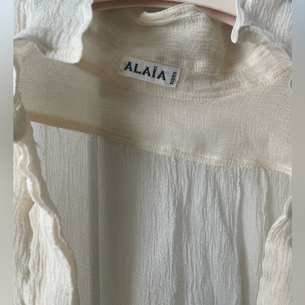 Vintage ALAÏA SHEER OFF WHITE BLOUSE sz s